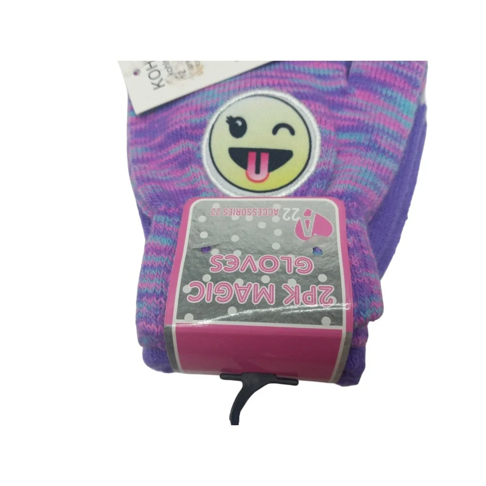 KOHLS Girl's 4-16 Emoji Face - Warm 2 pk. Gloves Set - Purple